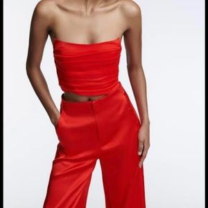ZARA Satin effect crop top - red (M)